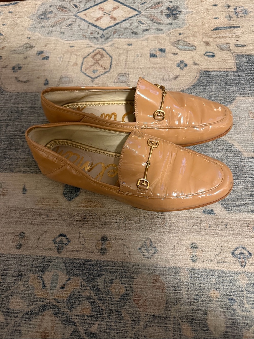 Sam Edelman Patent Leather Loafers in Nude - Women's Slip-On Dress Shoes